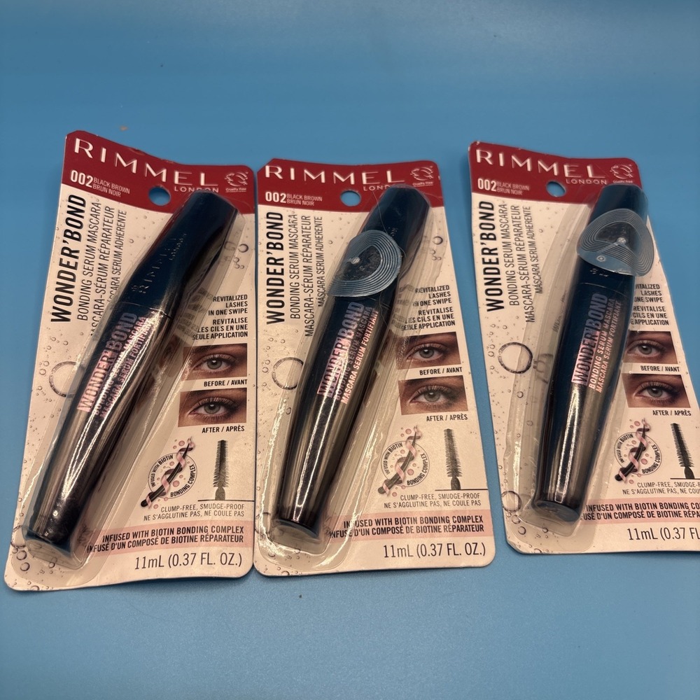 3 Rimmel Wonder'Bond, 002 Black Brown, Bonding Serum Mascara